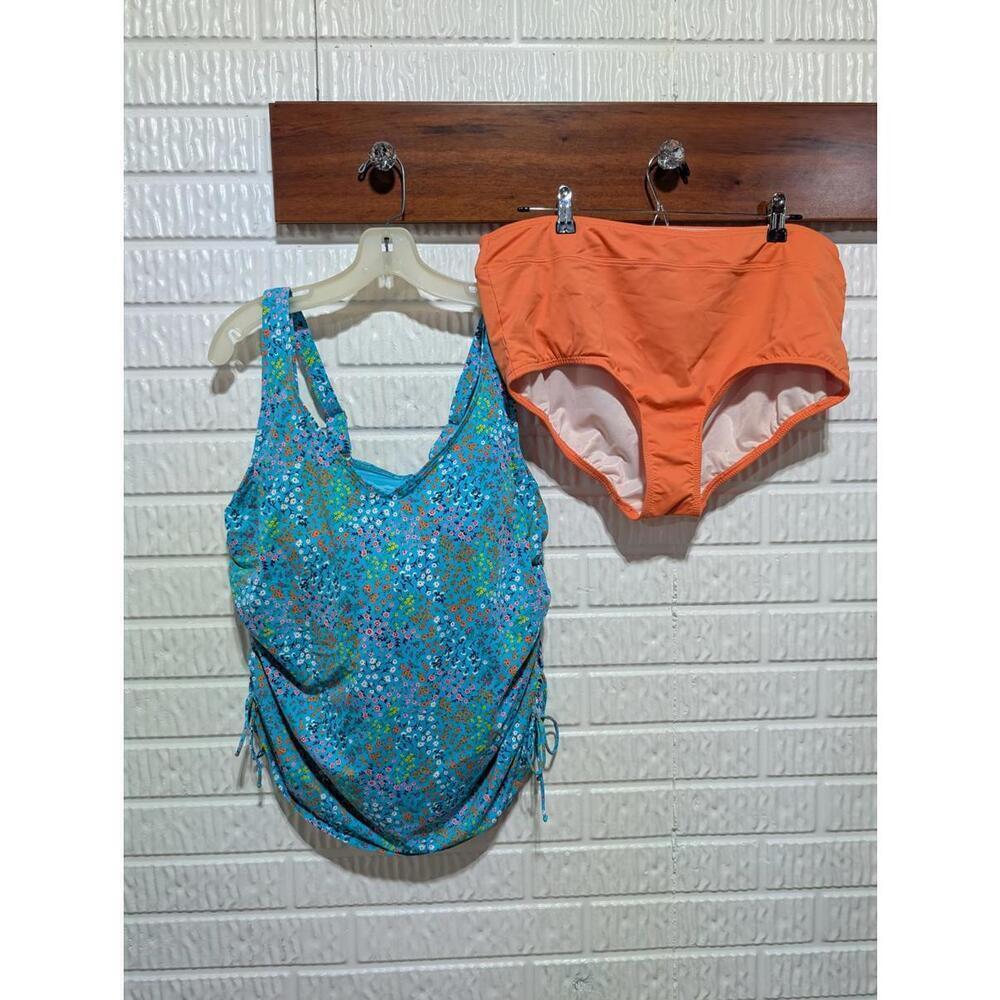 Land's End Floral Printed Two-Piece 18W Swimsuit Set